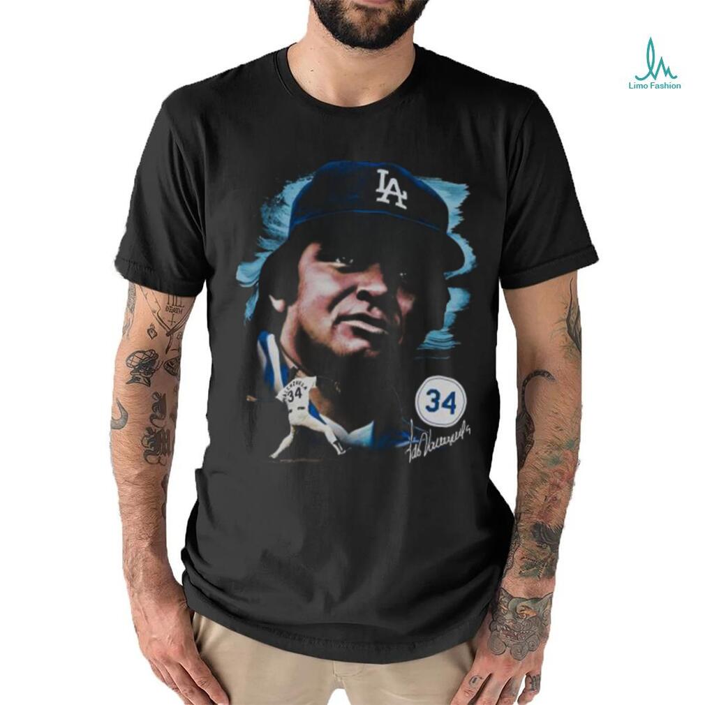 Los Angeles Dodgers Fernando Valenzuela Mitchell & Ness Black Cooperstown  Shirt - Limotees