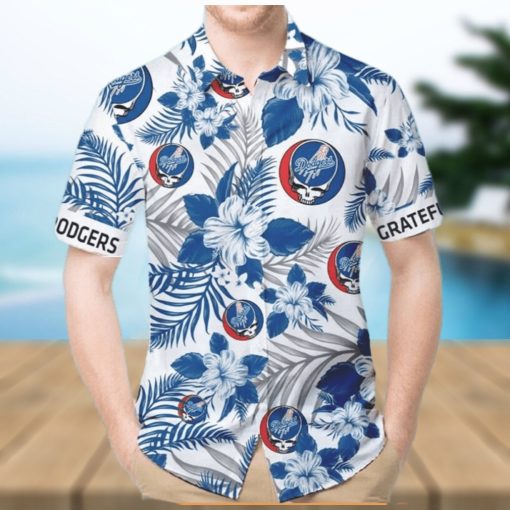 Los Angeles Dodgers Grateful Dead Button Up Hawaiian Shirt  LA Dodgers Hawaiian Shirt