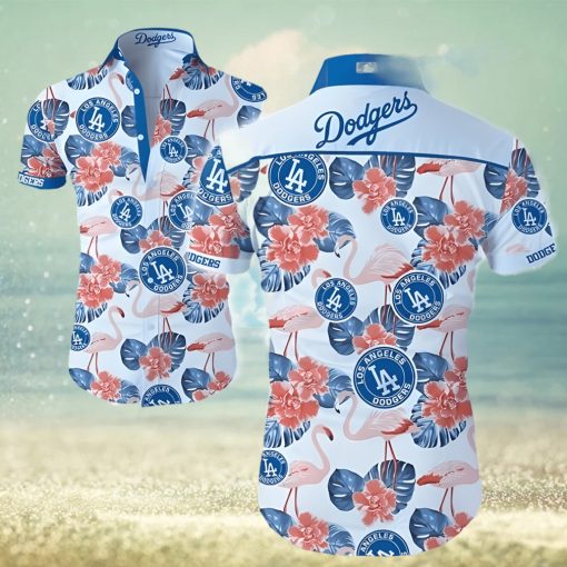 Los Angeles Dodgers Hawaiian Shirt Flamingo Tropical Flowers