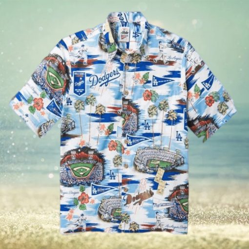 Los Angeles Dodgers Logo Hawaiian Shirt Cheap Men Dodgers Baseball Apparel Dodgers Stadium Pattern