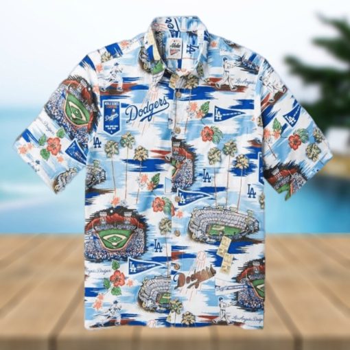 Los Angeles Dodgers Logo Hawaiian Shirt Cheap Men Dodgers Baseball Apparel Dodgers Stadium Pattern