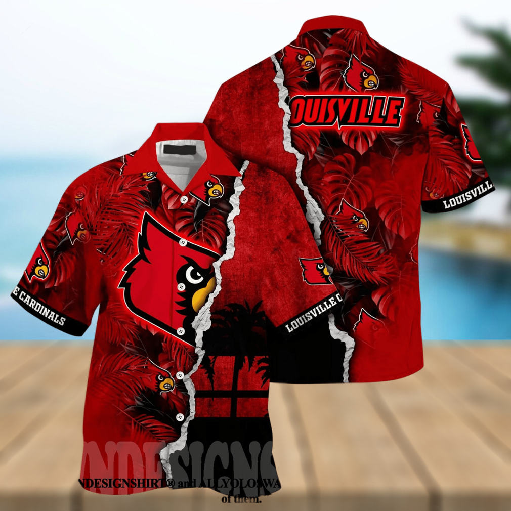 Louisville Cardinals Red Flowers NCAA Hawaiian Shirt - T-shirts