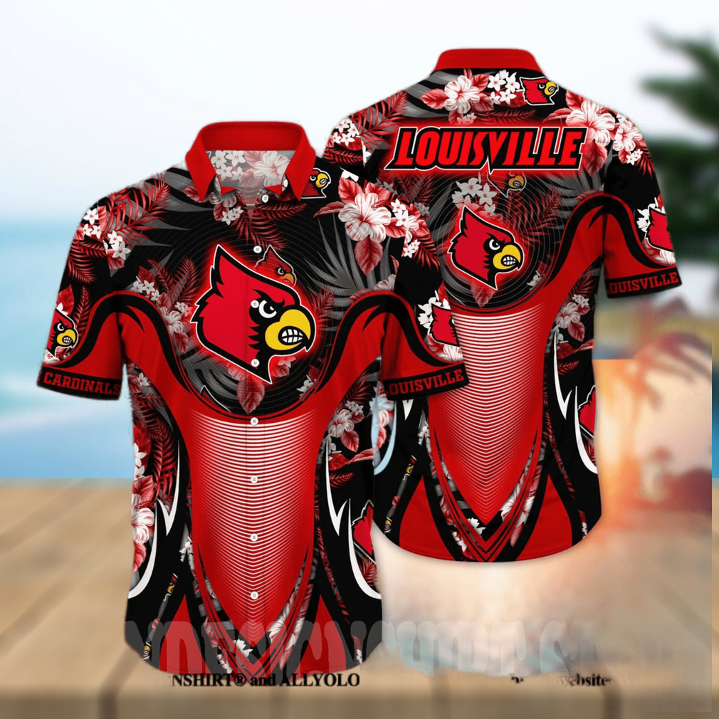 Louisville Cardinals Red Flowers NCAA Hawaiian Shirt - T-shirts Low Price