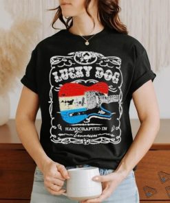 Lucky Dog Red White Blue Whiskey Label Style Retro Vintage America Nashville Guitar Pedal Amp T Shirt