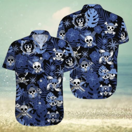 Luffy One Piece Crew Logo Floral Hawaiian Shirt