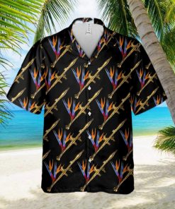 Luxury Golden Shoulder Fired Missile Black Hawaiian Shirt Summer Gift For Men And Women