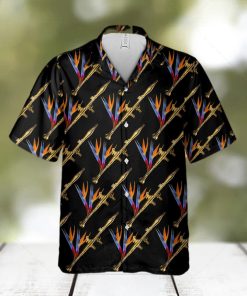 Luxury Golden Shoulder Fired Missile Black Hawaiian Shirt Summer Gift For Men And Women