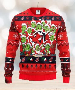 MLB Cleveland Indians Cute 12 Grinch Face Xmas Day Ugly Christmas Sweater Sport Fans Men And Women Christmas Gift