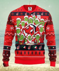 MLB Cleveland Indians Cute 12 Grinch Face Xmas Day Ugly Christmas Sweater Sport Fans Men And Women Christmas Gift