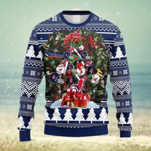 MLB Cleveland Indians Tree Fleece 3D Sweater For Men And Women Gift Ugly Christmas