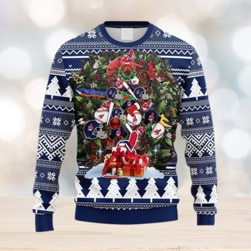 MLB Cleveland Indians Tree Fleece 3D Sweater For Men And Women Gift Ugly Christmas