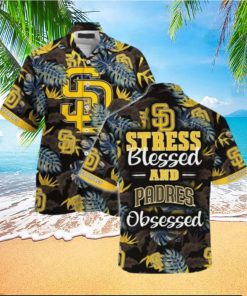 MLB San Diego Padres Hawaiian Shirt Stress Blessed Obsessed Baseball Fans Gift HawaiianShirts