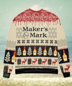 Maker’s Mark Bourbon Whisky Pine Tree & Reindeer Ugly Christmas Sweater Christmas Gift For Men And Women