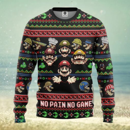 Mario No Pain No Game Ugly Christmas Sweater Gift For Men Women