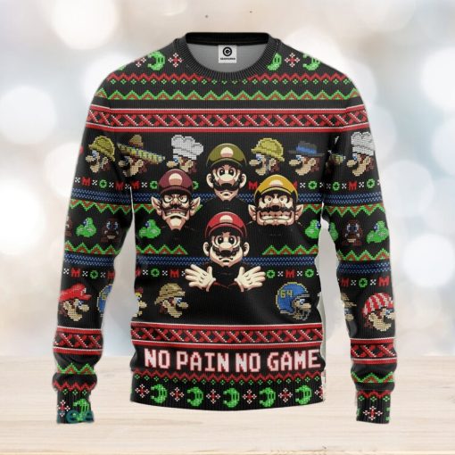 Mario No Pain No Game Ugly Christmas Sweater Gift For Men Women