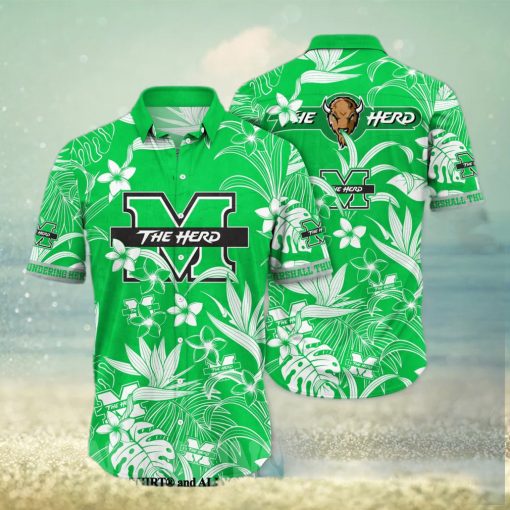 Marshall Thundering Herd NCAA Floral Full Printing 3D Hawaiian Shirt