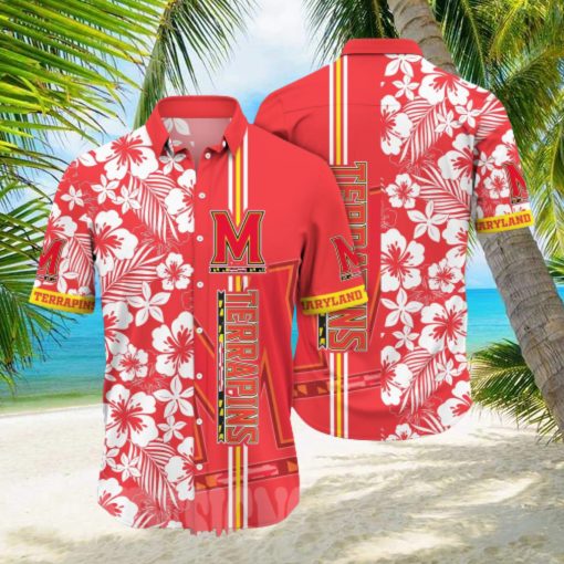 Maryland Terrapins NCAA Floral 3D All Over Print Hawaiian Shirt