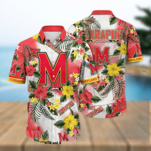 Maryland Terrapins NCAA Floral All Over Print Unisex Hawaiian Shirt