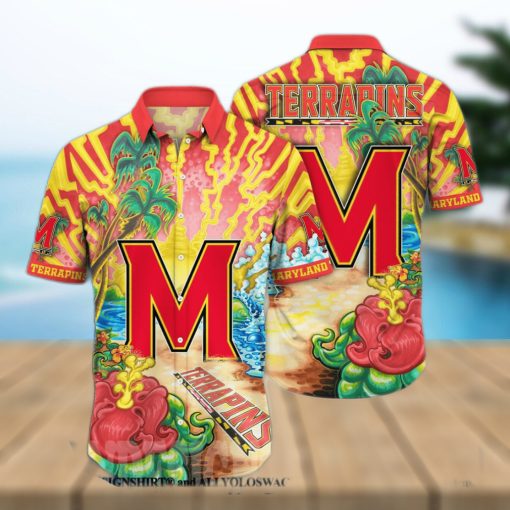 Maryland Terrapins NCAA Flower 3D All Over Printed Hawaiian Shirt