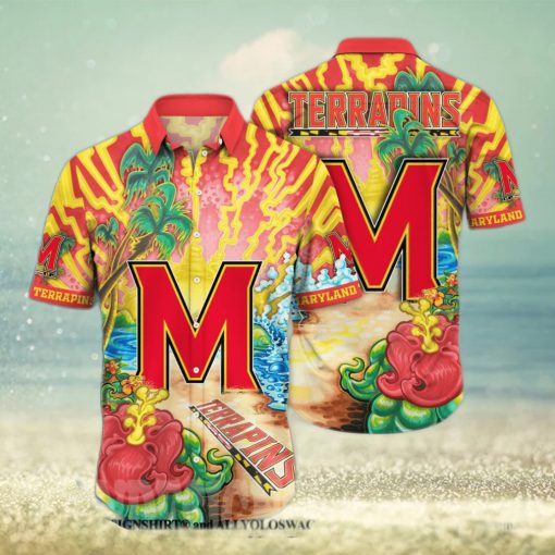 Maryland Terrapins NCAA Flower 3D All Over Printed Hawaiian Shirt