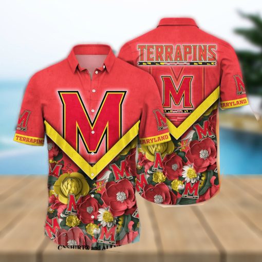 Maryland Terrapins NCAA Flower Unisex Full Print Hawaiian Shirt