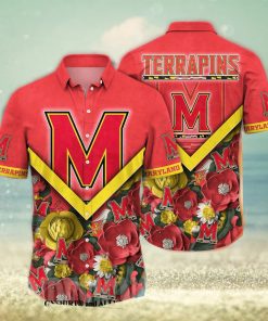 Maryland Terrapins NCAA Flower Unisex Full Print Hawaiian Shirt