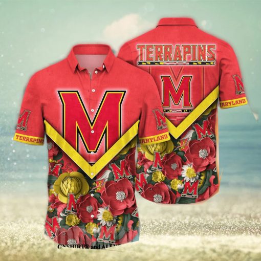 Maryland Terrapins NCAA Flower Unisex Full Print Hawaiian Shirt