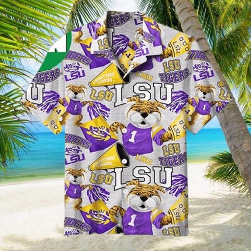 Men s LSU Louisiana State University With Mascots Summer Hawaiian Shirt