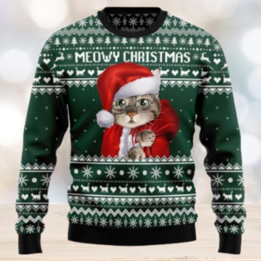 Meowy Christmas Santa Cat Xmas Ugly Sweater