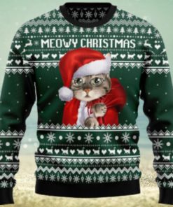 Meowy Christmas Santa Cat Xmas Ugly Sweater