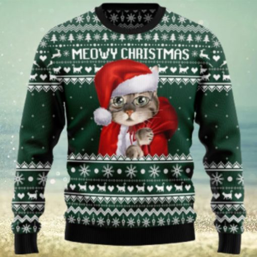 Meowy Christmas Santa Cat Xmas Ugly Sweater