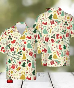 Merry Christmas Pattern Hawaiian Shirt Short Sleeve Button Up Men Xmas Gifts 2023