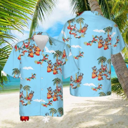 Merry Christmas Santa Claus Hawaiian Shirt Mens Summer Button Up Shirts Gifts For Son