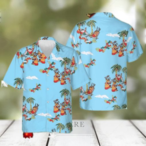 Merry Christmas Santa Claus Hawaiian Shirt Mens Summer Button Up Shirts Gifts For Son