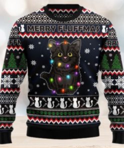 Merry Fluffmas Black Cat Ugly Christmas Sweater