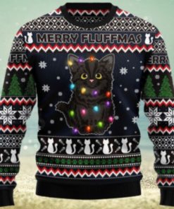 Merry Fluffmas Black Cat Ugly Christmas Sweater