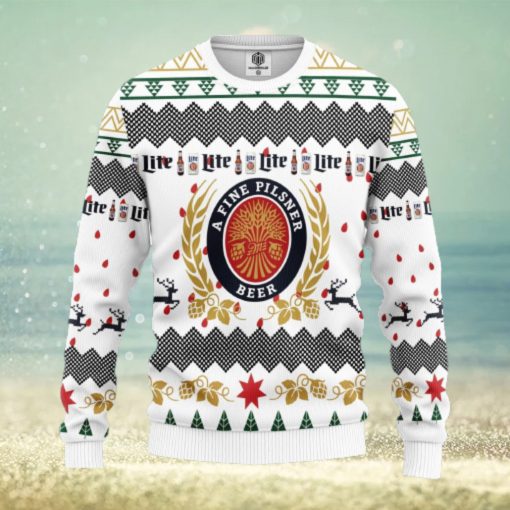 Merry Xmas Miller Lite Beer AOP Print Christmas Ugly Sweater For Men Women