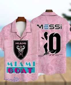 Messi Goat Inter Miami Pattern AOP Short Sleeve 3D Hawaiian Shirt Summer Gift