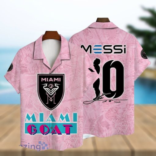 Messi Goat Inter Miami Pattern AOP Short Sleeve 3D Hawaiian Shirt Summer Gift