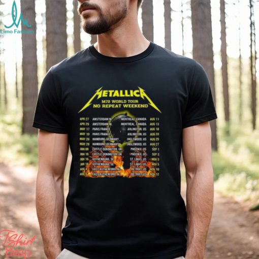 Metallica Lux Aeterna 42 Years 1981 2023 Merch, Metallica M72 World Tour No Repeat Weekend Shirt, Metallica Rock N Roll Tour Dates 2023 Shirt