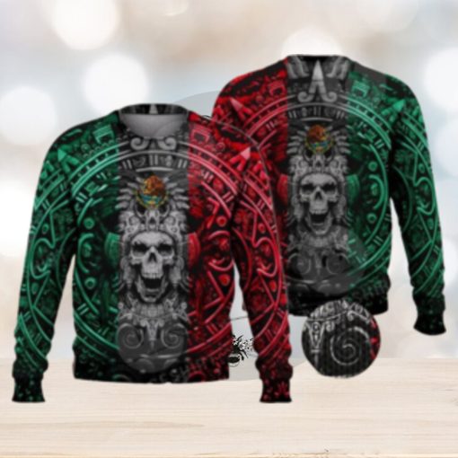 Mexican Ancient Aztec Warrior Skull 3D Full Print Ugly Sweater Christmas Gift Sweater