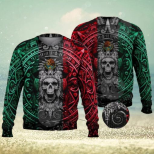 Mexican Ancient Aztec Warrior Skull 3D Full Print Ugly Sweater Christmas Gift Sweater