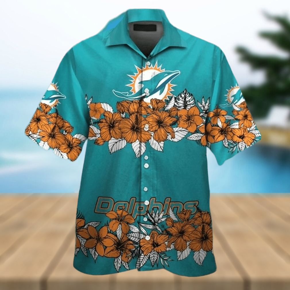 Miami Dolphins Hawaiian Top Mens Casual Button-down Top Summer