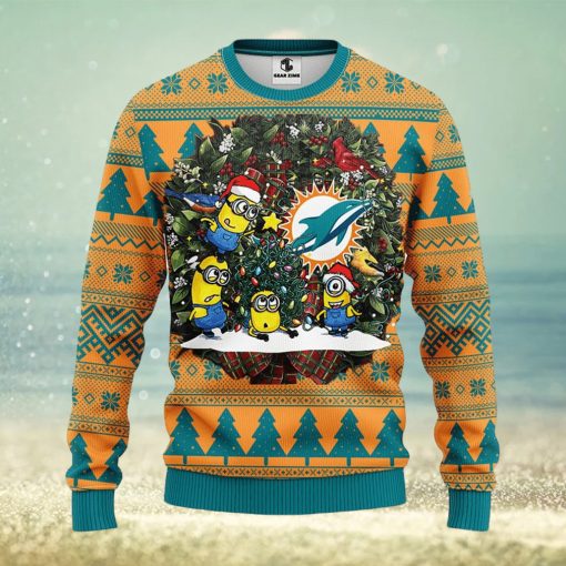 Miami Dolphins Minion Christmas Ugly Sweater