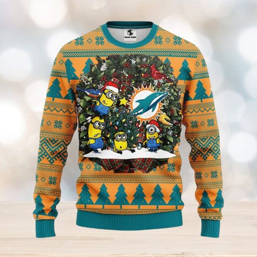 Miami Dolphins Minion Christmas Ugly Sweater