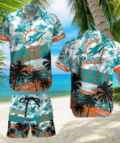 Miami Dolphins Tropical Hibiscus Coconut Pattern Hawaiian Shirt And Shorts Summer Gift hawaiian shirt