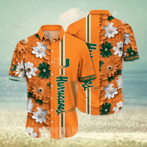 Miami Hurricanes NCAA Floral Unisex Full Printed Hawaiian Shirt