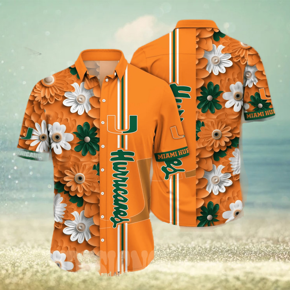 NCAA Miami Hurricanes Flower Cheap Hawaiian Shirt 3D Shirt, Miami