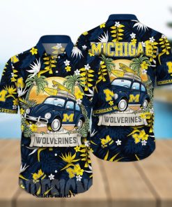 Michigan Wolverines NCAA Floral 3D Full Print Hawaiian Shirt