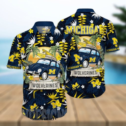 Michigan Wolverines NCAA Floral 3D Full Print Hawaiian Shirt